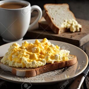 Bread omelet with coffee
